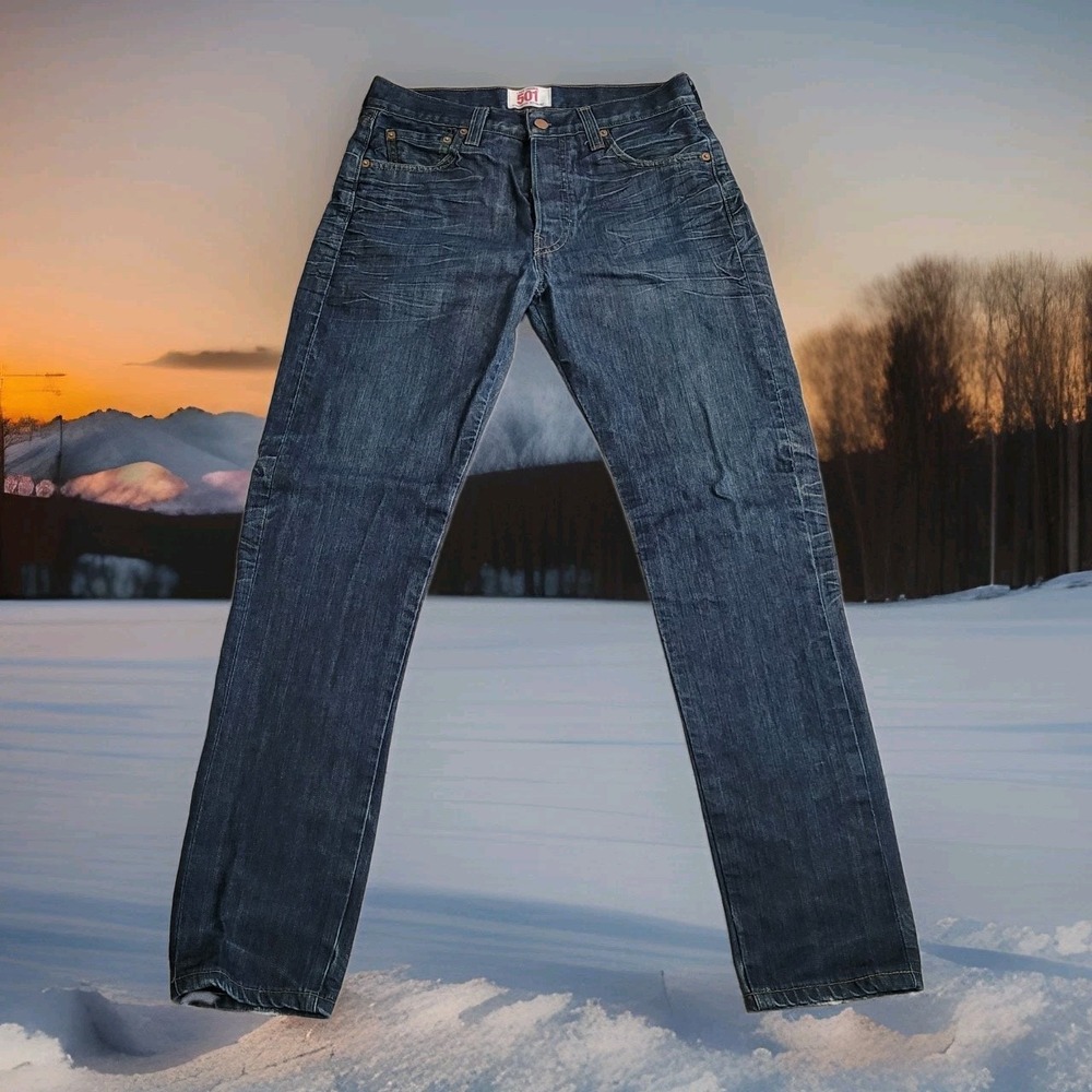 Levi's 501 Jeans Mens 30x30 (fit 31x31) Dark Distressed 3D Wrinkle Straight Y2K